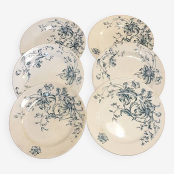 Six earthenware dinner plates from Grigny