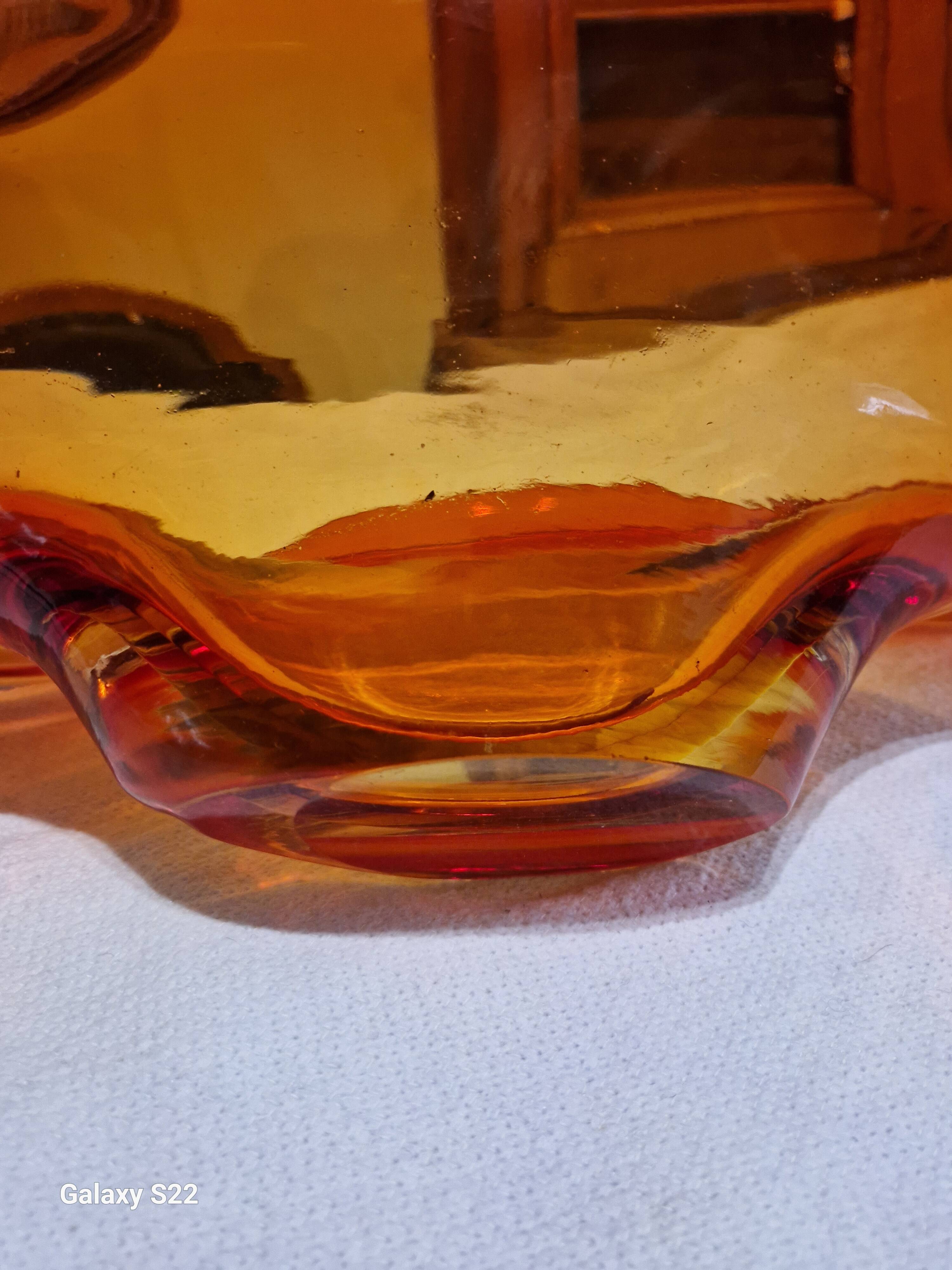 Coupe en verre de Murano orange, années 1950