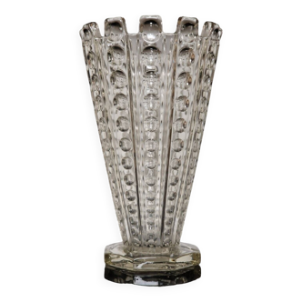 Vase verre pressé Sklo Union 1960