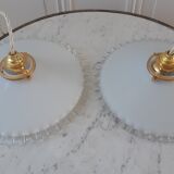 Pendant lamp in serrated opaline 40s