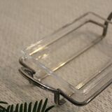 Glass and silver-plated metal butter dish