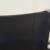 Vintage MG5 armchair in black leather and chrome metal by Matteo Grassi