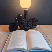 Vintage black ceramic motorcycle table lamp | Harley Davidson style
