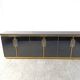 Vintage Black Lacquered and black glass credenza, 1980s