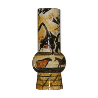 Vase en céramique art rupestre