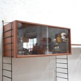 Vintage modular wall shelf in metal and wood