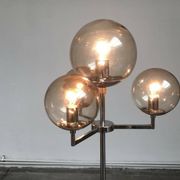 Chrome and glass floor lamp in mid-century German space style by Hustadt Leuchten, 1960s.