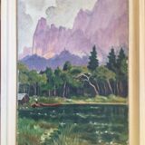 The fisherman in a boat. Oil on canvas by Charles QUEILLÉ.