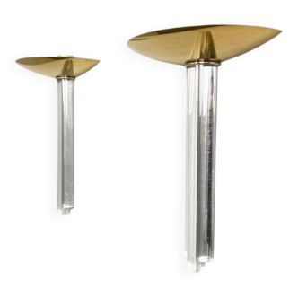 Paire d'appliques, laiton, verre acrylique, Italie, années 1980