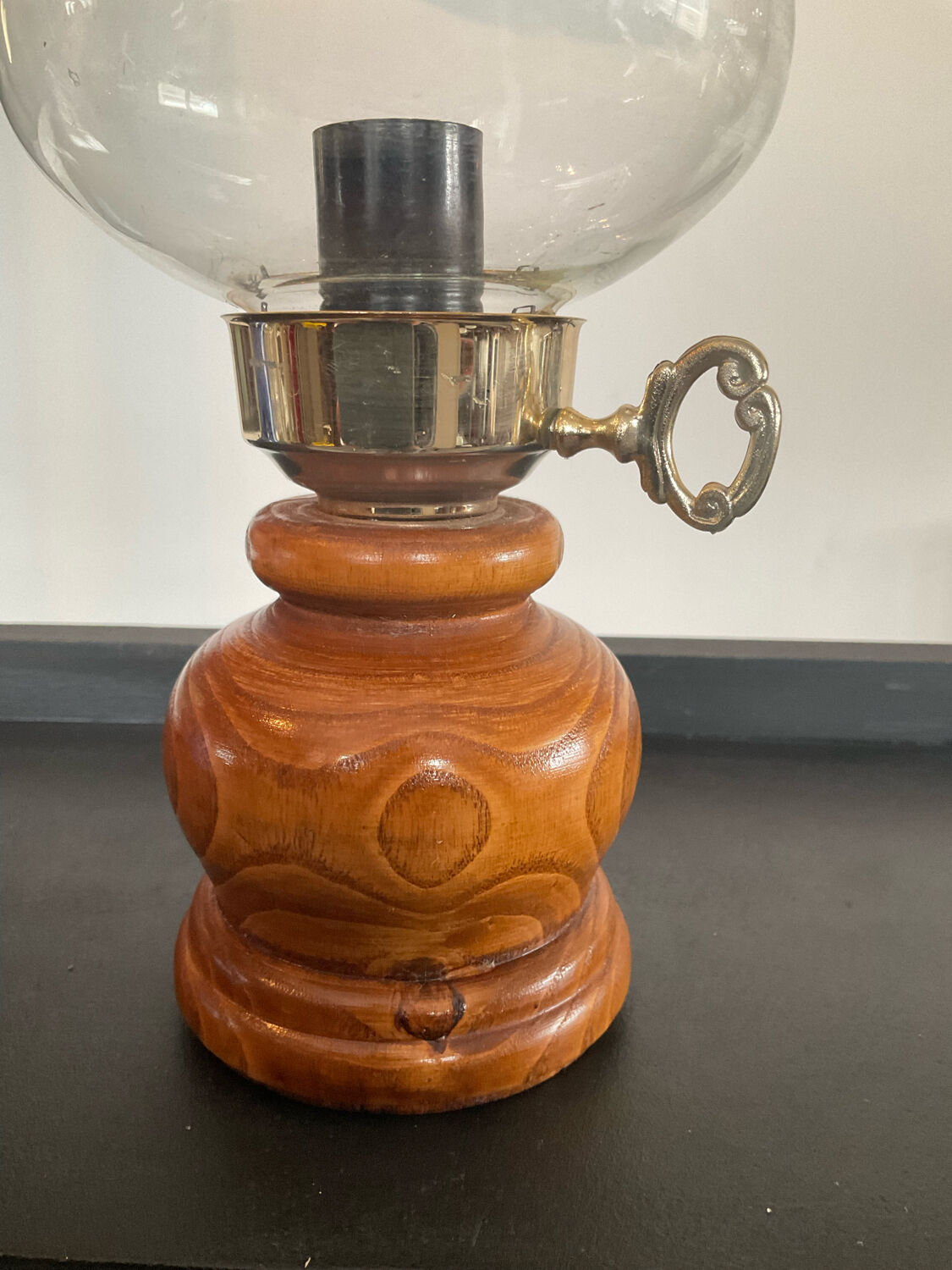 Vintage lamp 50s in wood and glass