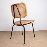 Vintage rattan and metal chair by Dirk Van Sliedrecht for Rohé Noordwolde 1950.