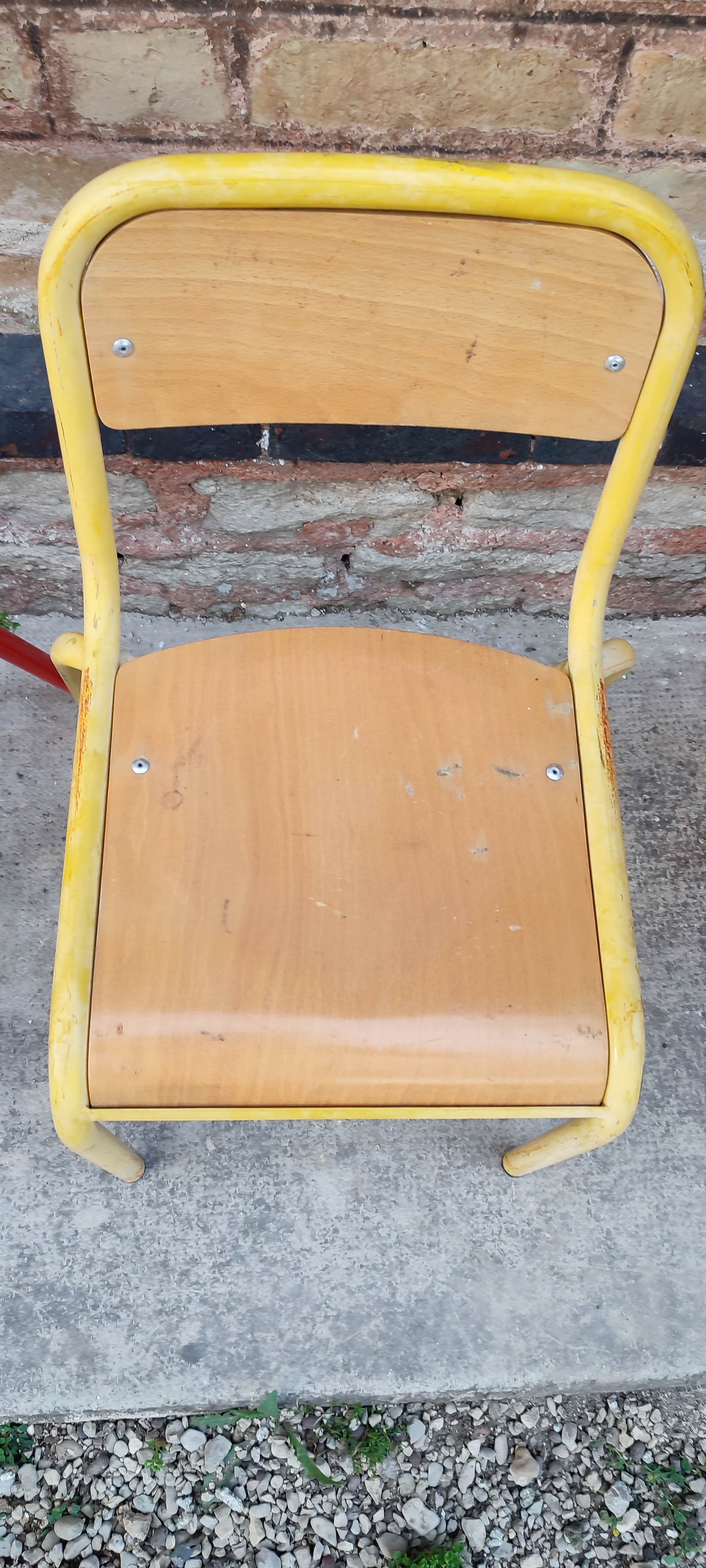 Set of three vintage children's school chairs