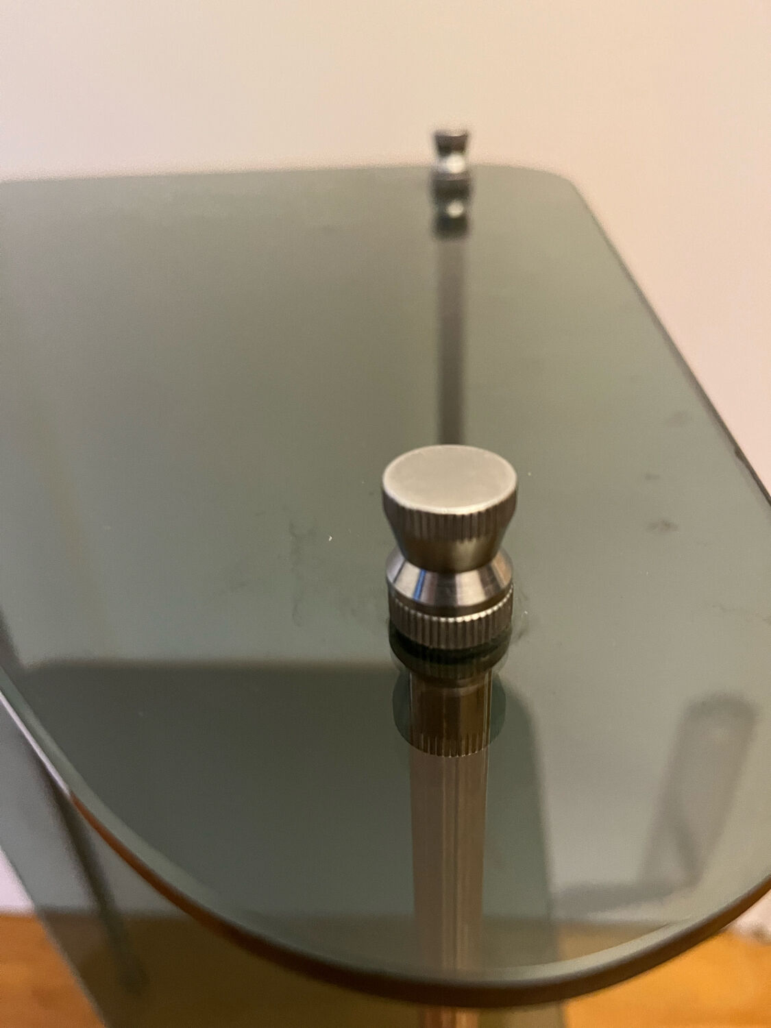 Vintage smoked glass corner shelf