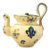 Vintage Martres-Tolosane teapot in yellow earthenware with fleur-de-lis decoration