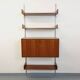 Wall shelf library with vintage ARP Minvielle secretary bar