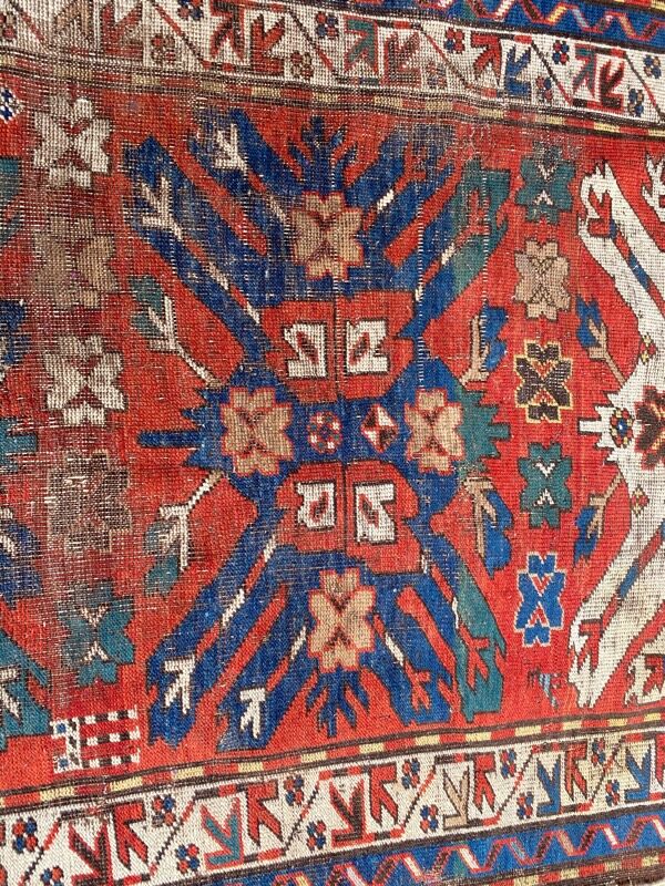 Ancient Caucasian carpet Kazak eagle 143x257 cm