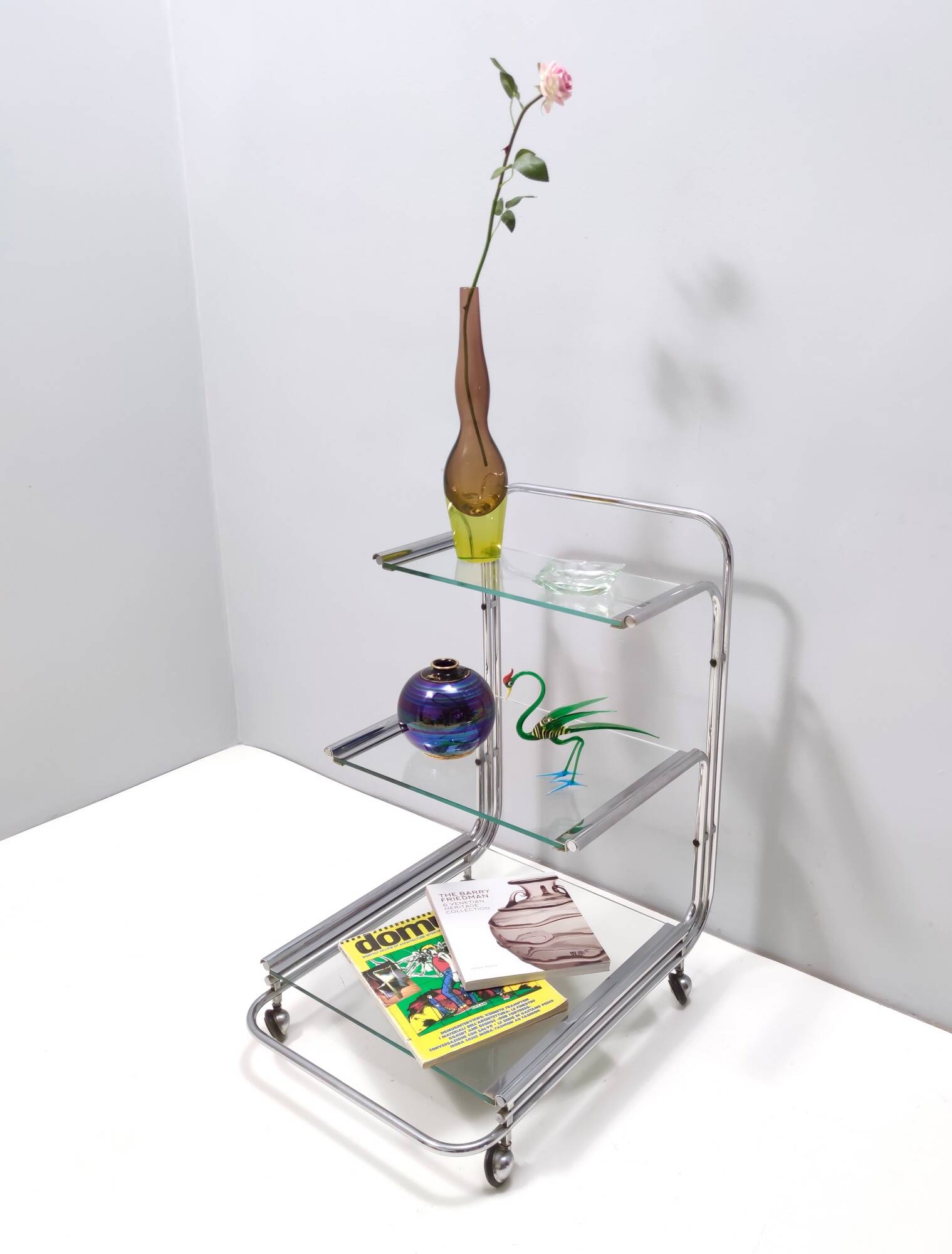 Serving Cart with Three Glass Shelves, Italy