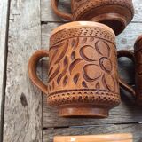 5 terracotta mugs