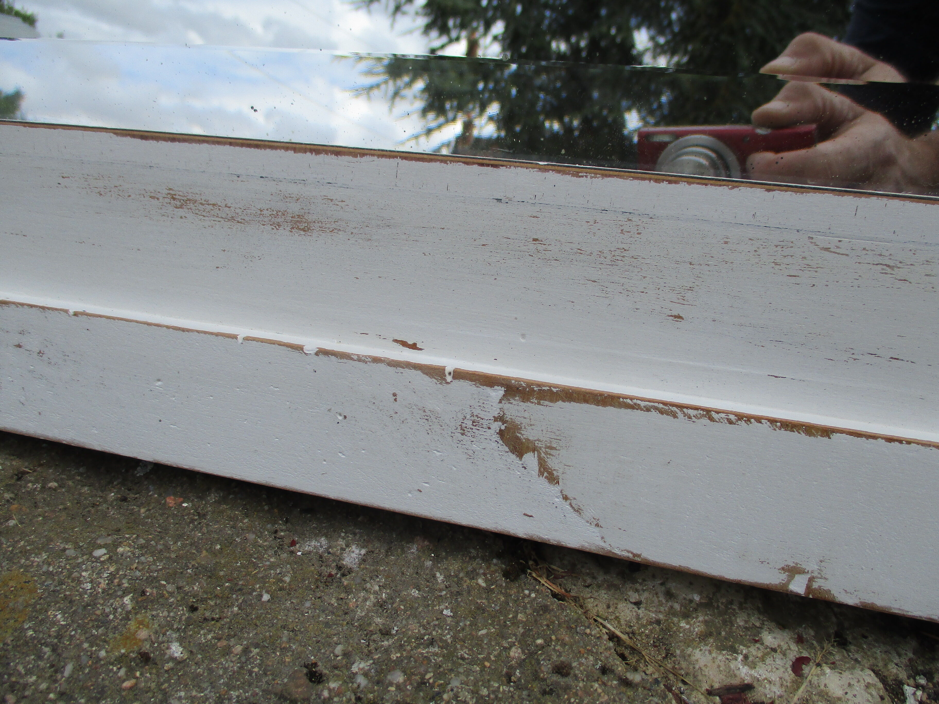 Old mirror white patinated fireplace top