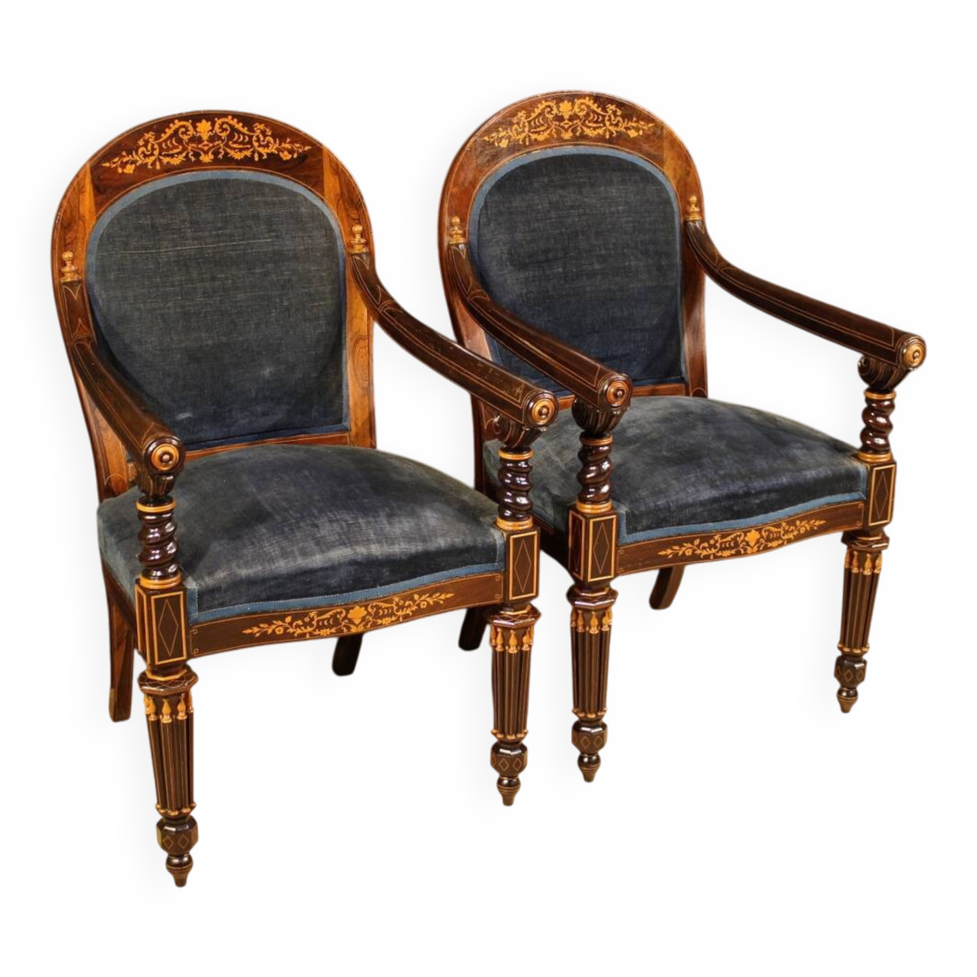 Pair of 19th century French Charles X armchairs