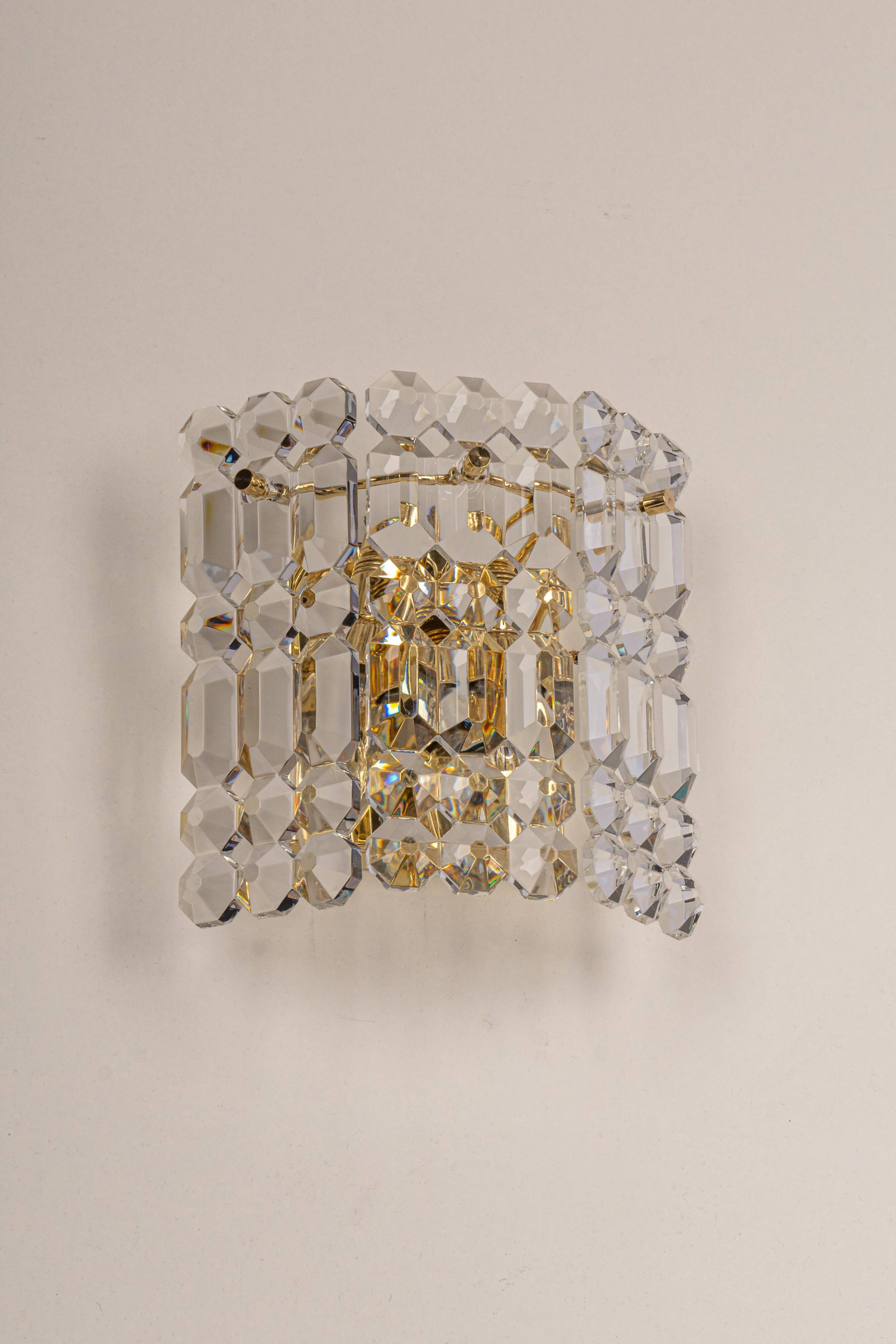 pair of crystal wall lights by Kinkeldey, Germany, 1970s.