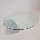 K1000 Glass & Carrara Marble Coffee Table Team Form AG, Ronald Schmitt, 1975