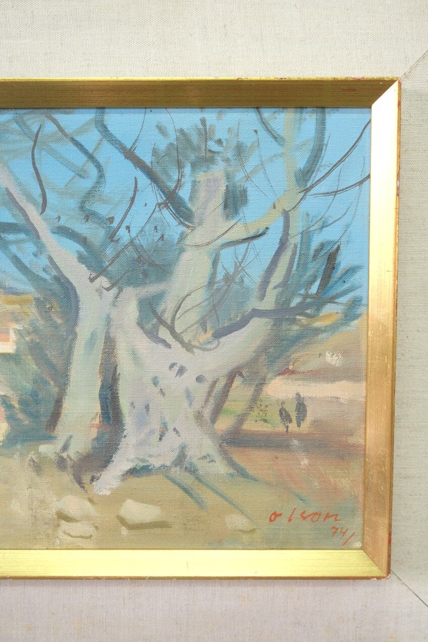 Ove Olson ( 1903-1975 ), Swedish Modern Painting, 1974, Oil on Canvas, Framed.