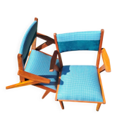 2 fauteuils bridge en bois 1960
