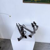 Pair of zoomorphic metal andirons "dogs" 1950