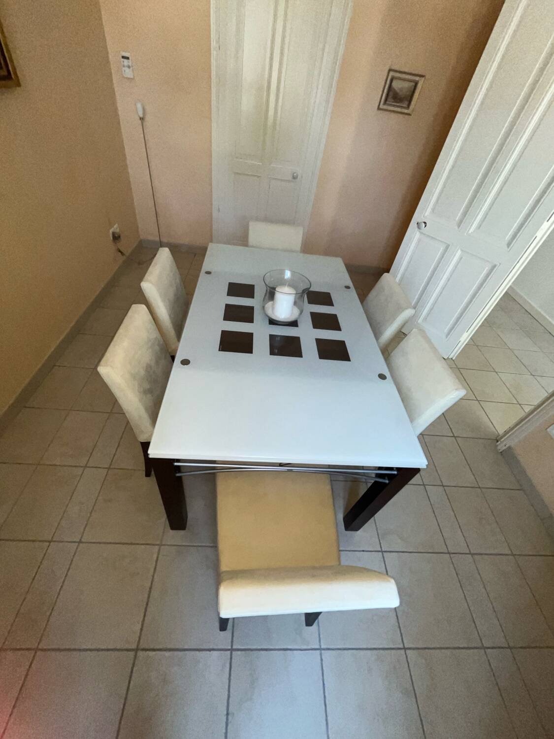 6 Ligne Roset chairs in ivory alcantara.