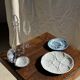 Set of 6 vintage blue dessert plates D18 (1)