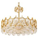 Brass and crystal chandelier designed by Sciolari for Palwa, Germany, 1970s.