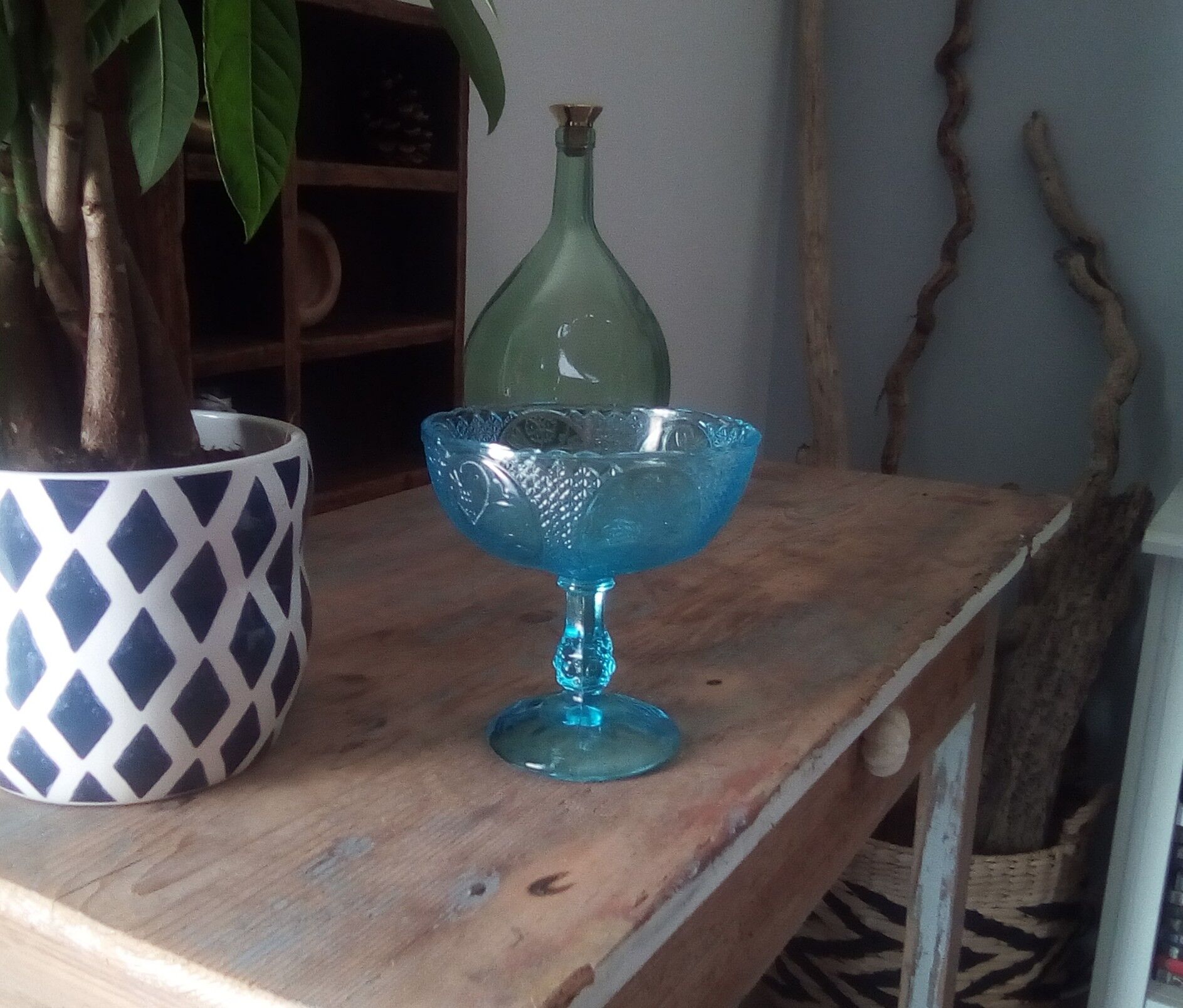 Vintage cast glass standing cup