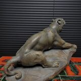 Keramieken beeld tijger, période Art déco, conçu par A. Fagotto