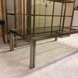Coffee table with square tubular structure and smoked glass - 1970