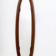 Vintage Postmodern Oval Wall Mirror with a Wooden Frame, Italy