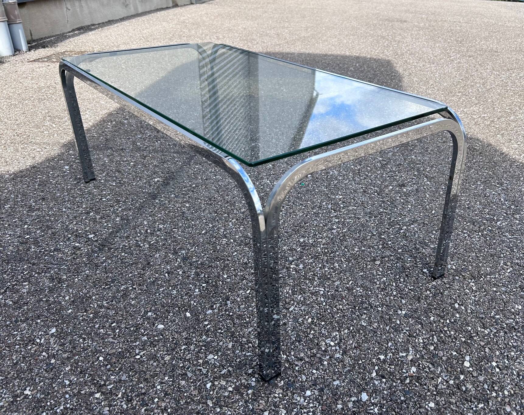 chrome and glass coffee table 1970
