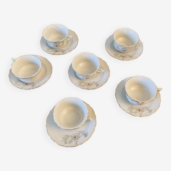 Set of 6 Japanese porcelain cups and saucers