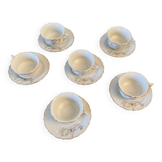 Set of 6 Japanese porcelain cups and saucers