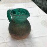 Pichet en pâte de verre orange et vert de Georges DE FEURE