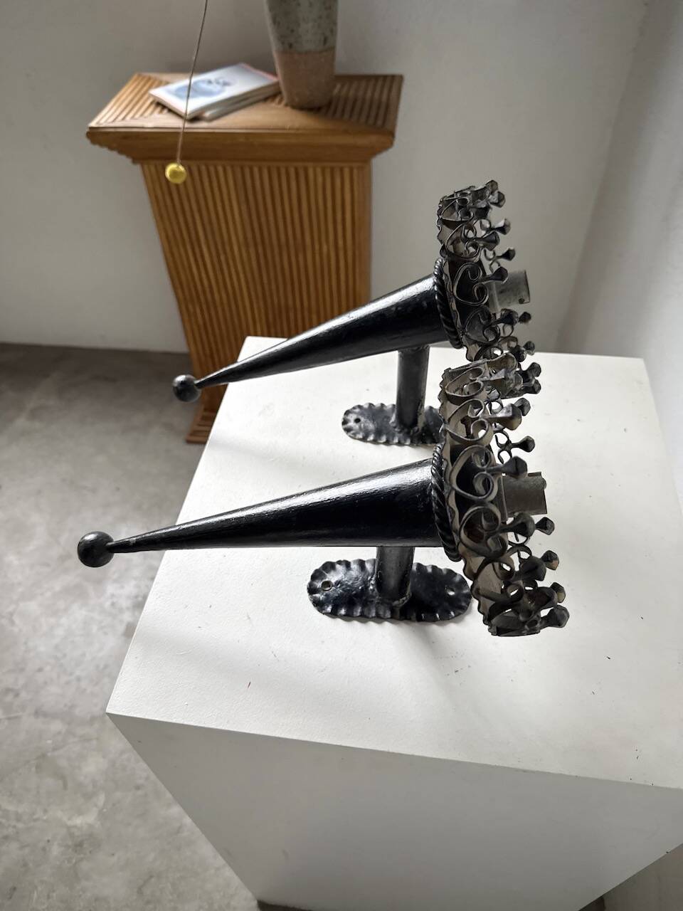 Black metal brutalist wall lights