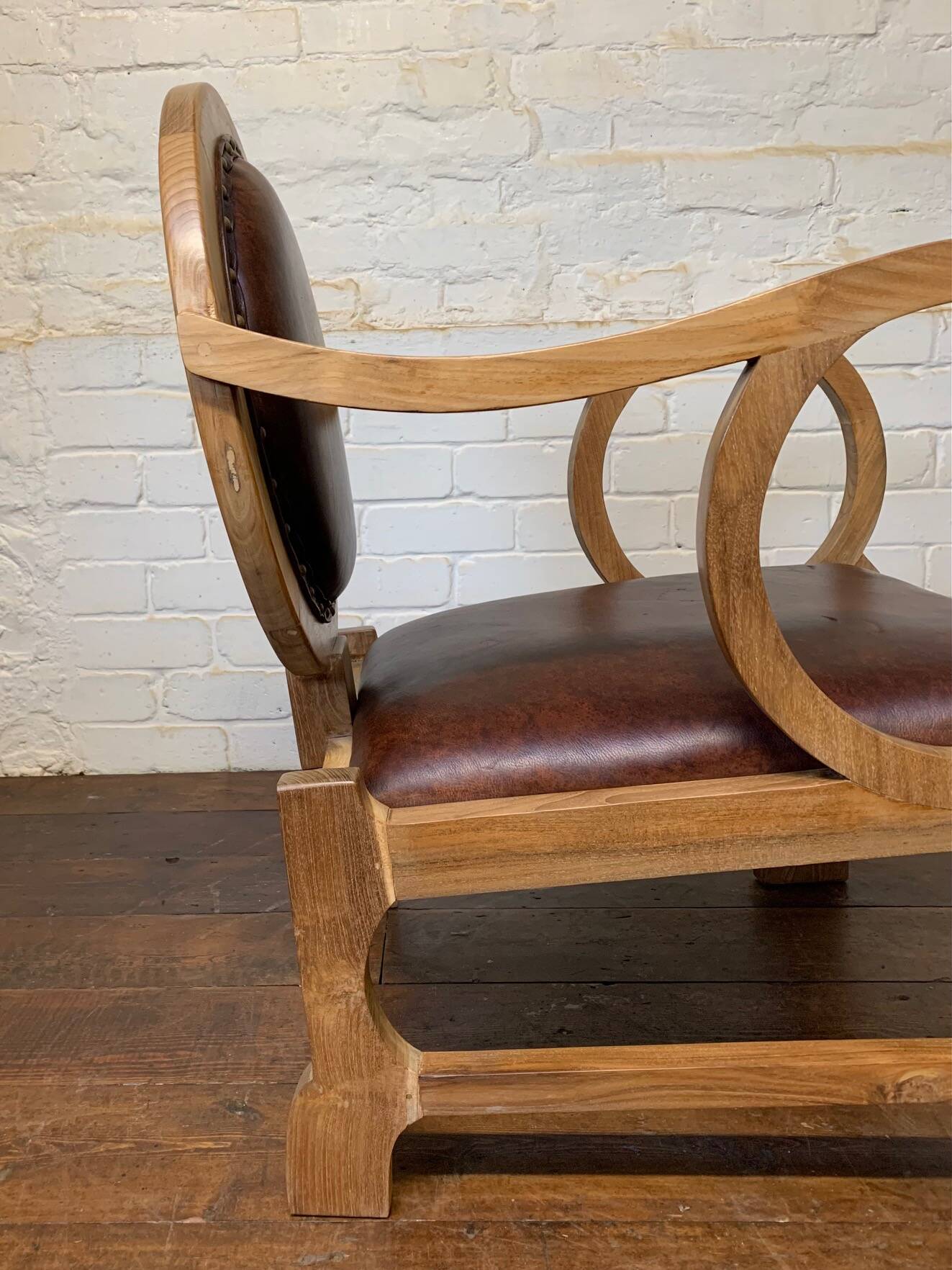 Pair of Hungarian Walnut & Leather Chairs by Lajos Kozma 1884-1948