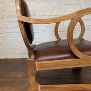 Pair of Hungarian Walnut & Leather Chairs by Lajos Kozma 1884-1948