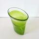 Large vintage green lemon bubble blown glass vase