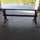 Mid-century brown marble coffee table with silver chrome legs from the 1950s.