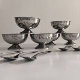 Set of 6 vintage stainless steel ice cream cups