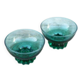 Lot de 2 coupelles en cristal vert foncé
