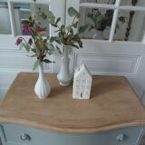 Vintage chest of drawers green of gray, 4 drawers, wooden top