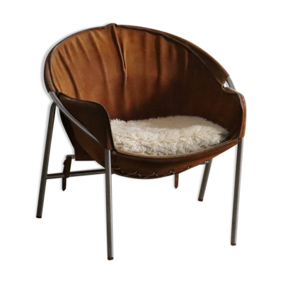 Fauteuil en daim et chrome par Erik Ole Jørgensen pour Bovirke, Danemark 1953