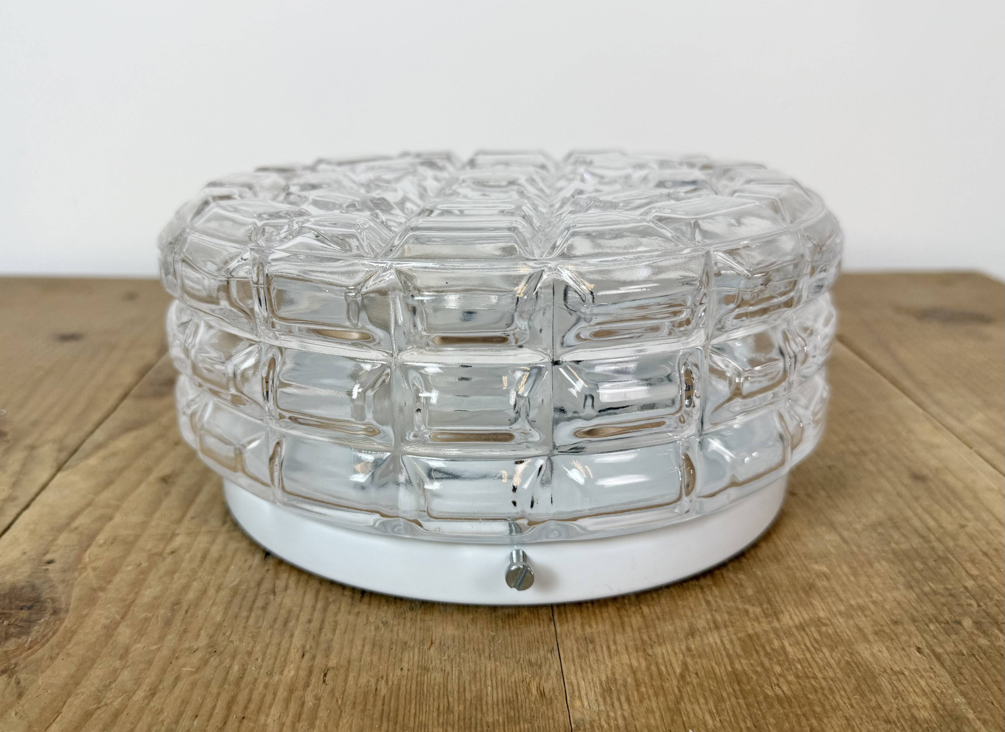 Vintage Glass Wall or Ceiling Light, 1970s